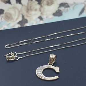 A-Z Initial 14K Solid Gold Necklace 18 "